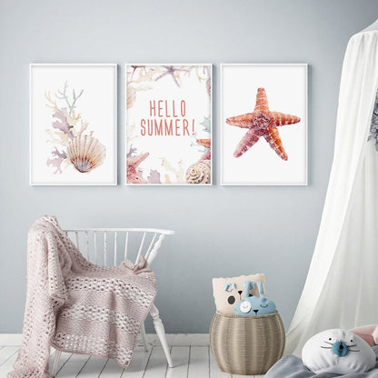 Watercolor Starfish Marine Canvas Art