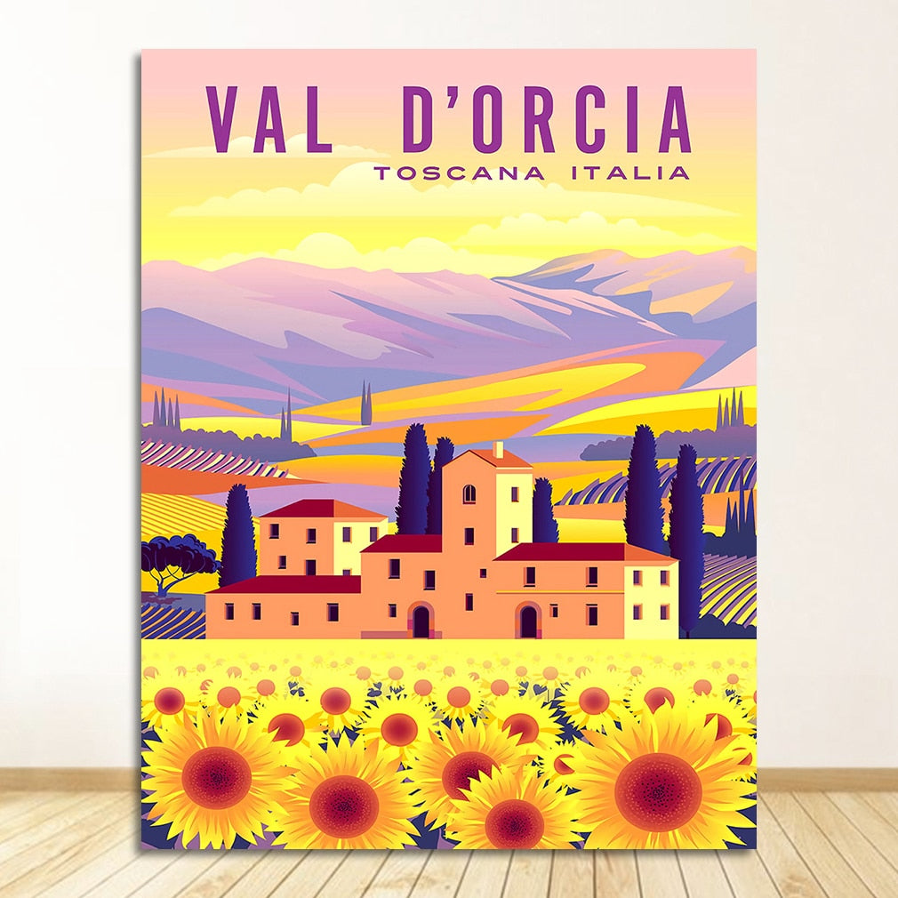 Italy Rome Capri Tuscany Retro Canvas Art