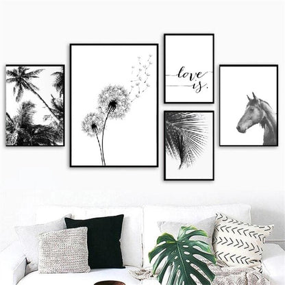 Black And White Palm Tree Canvas