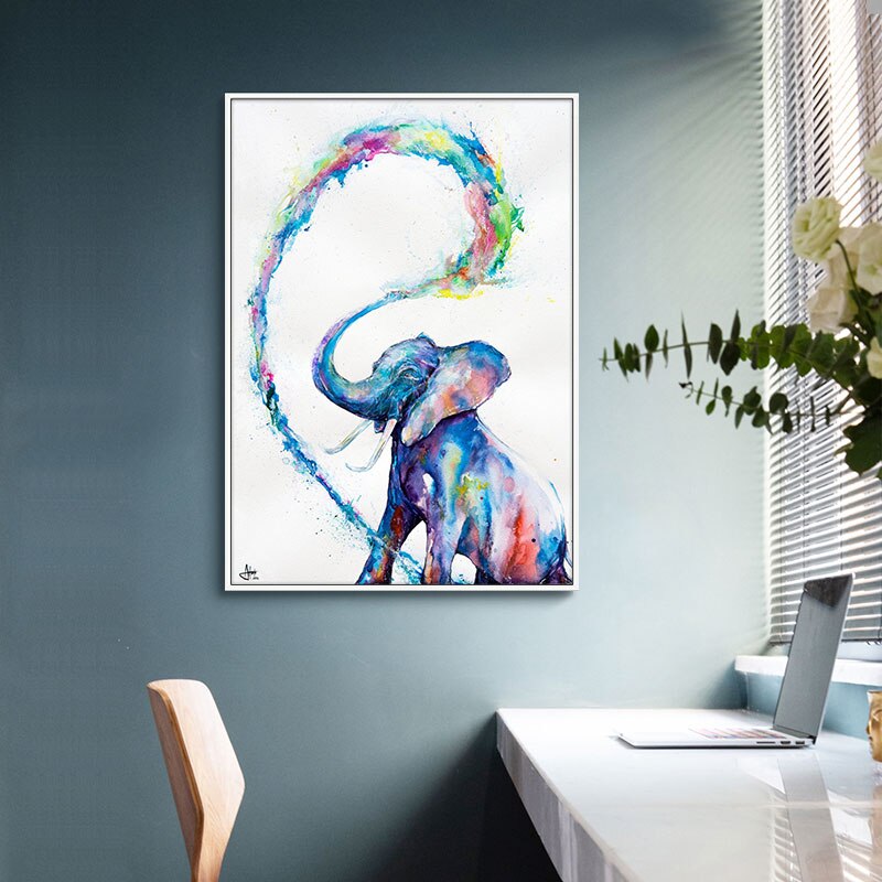 Watercolor Elephant Wall Art Canvas