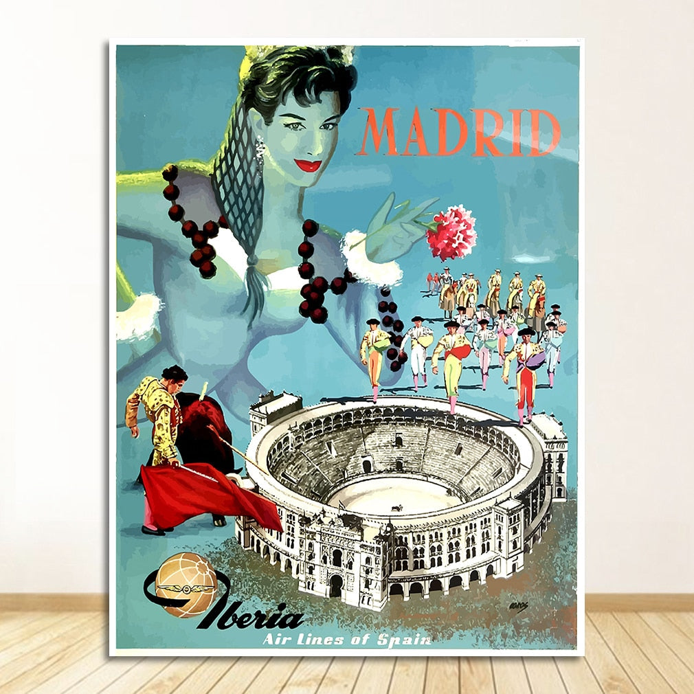 Berlin Madrid Poster Canvas Art