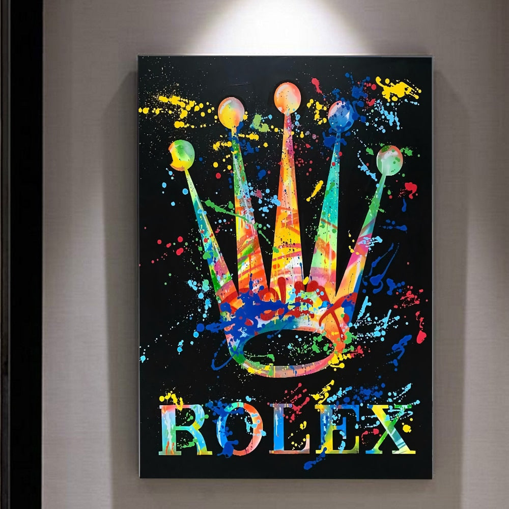 Graffiti Modern Luxury Rolex Crown Canvas Art