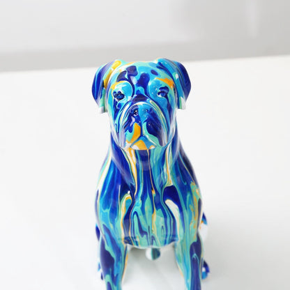 Painted Boxer Dog Resin Statue