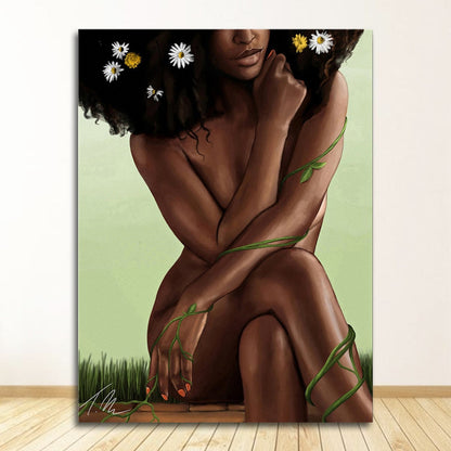 African Art Black Woman Portrait Canvas