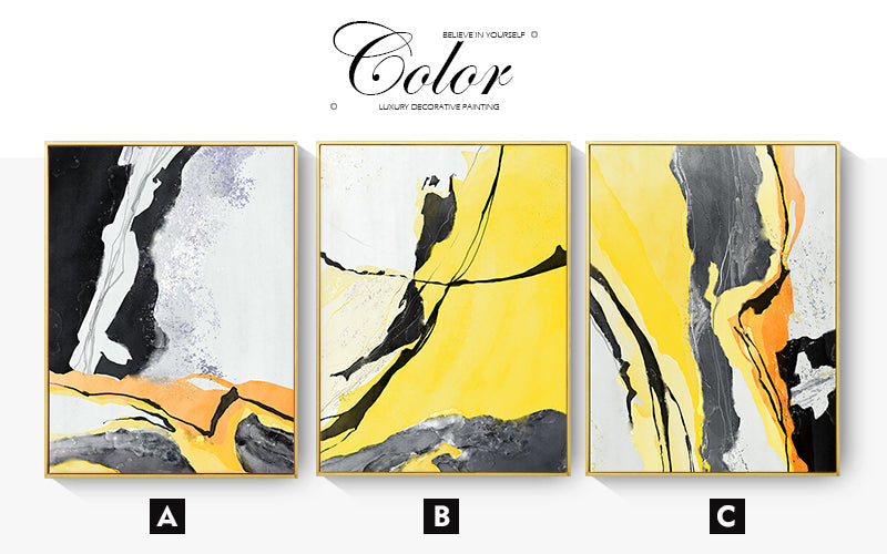 Abstract Yellow And Black Marble Canvas Art