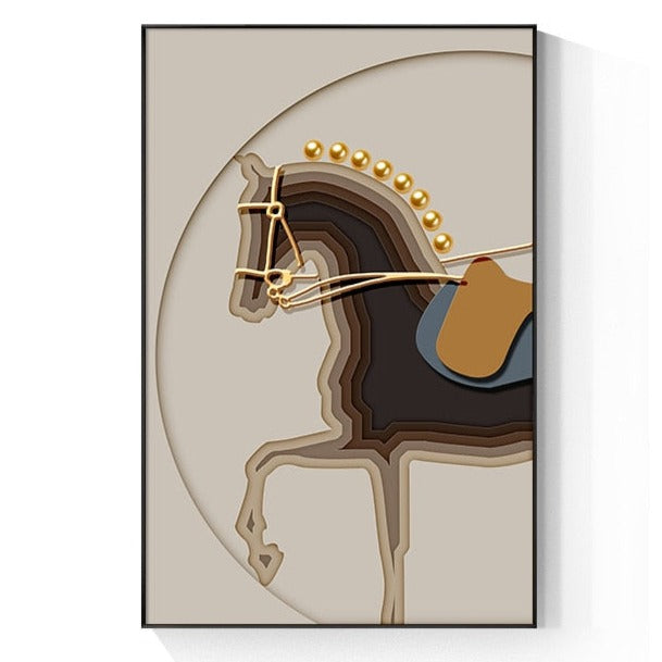 Brown and Gold Luxurious Horse Canvas Art