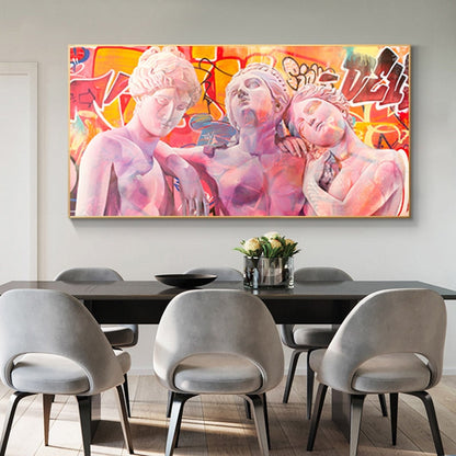 The Three Goddess Sculpture Graffiti Canvas Art