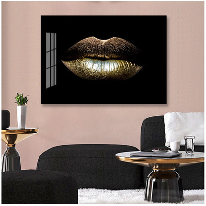 Sexy Gold Lips Canvas Art