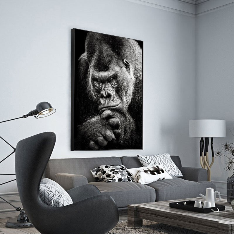 Fierce Black Gorilla Canvas Art