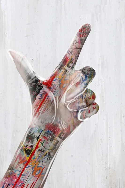 Graffiti Love Hand Gesture Wall Art Canvas