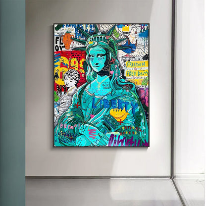 Graffiti Statue Of Liberty Canvas Art