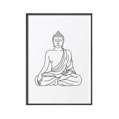 Mandala Buddha Lotus Line Zen Canvas Art