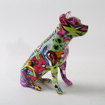 Graffiti Staffordshire Bull Terrier Resin Statue