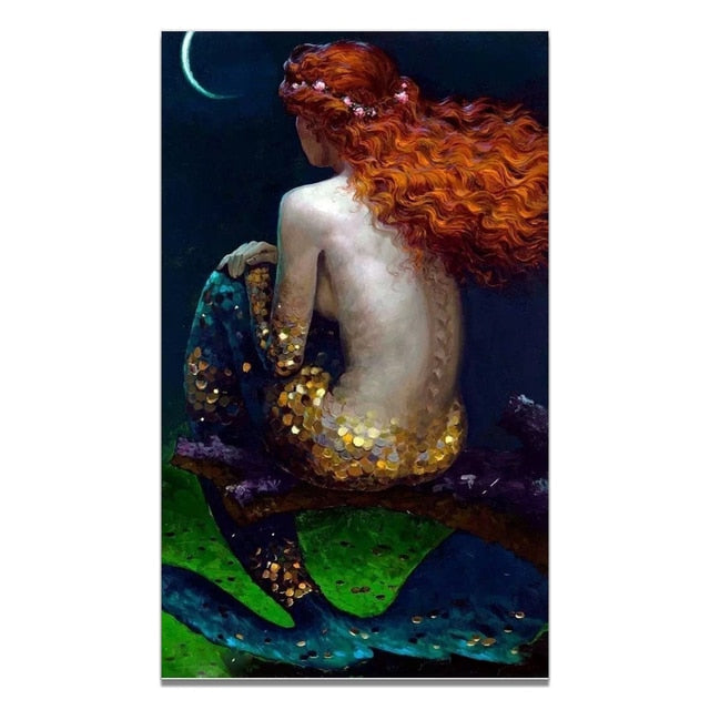 Golden Scales Mermaid Canvas Art