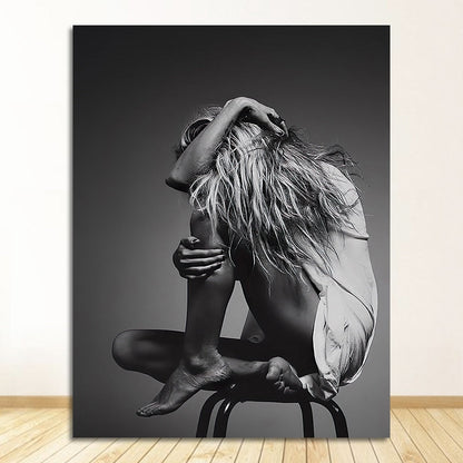 Black and White Woman Portrait Canvas Art