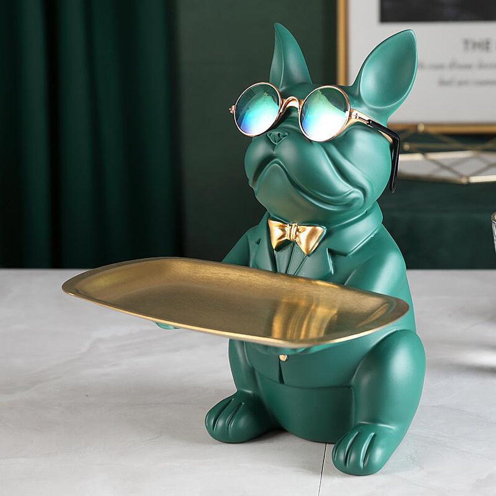 Sitting Bulldog Tray Statue