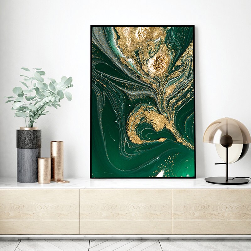 Sparkly Green Gold Foil Canvas Art