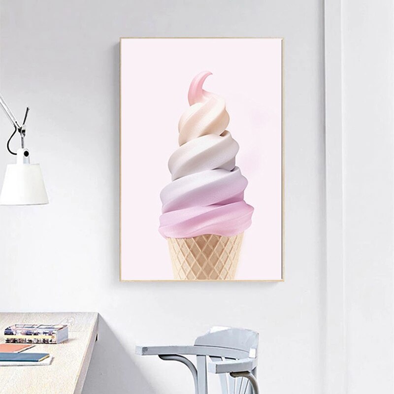 Pink Ice Cream Cotton Candy Canvas Art