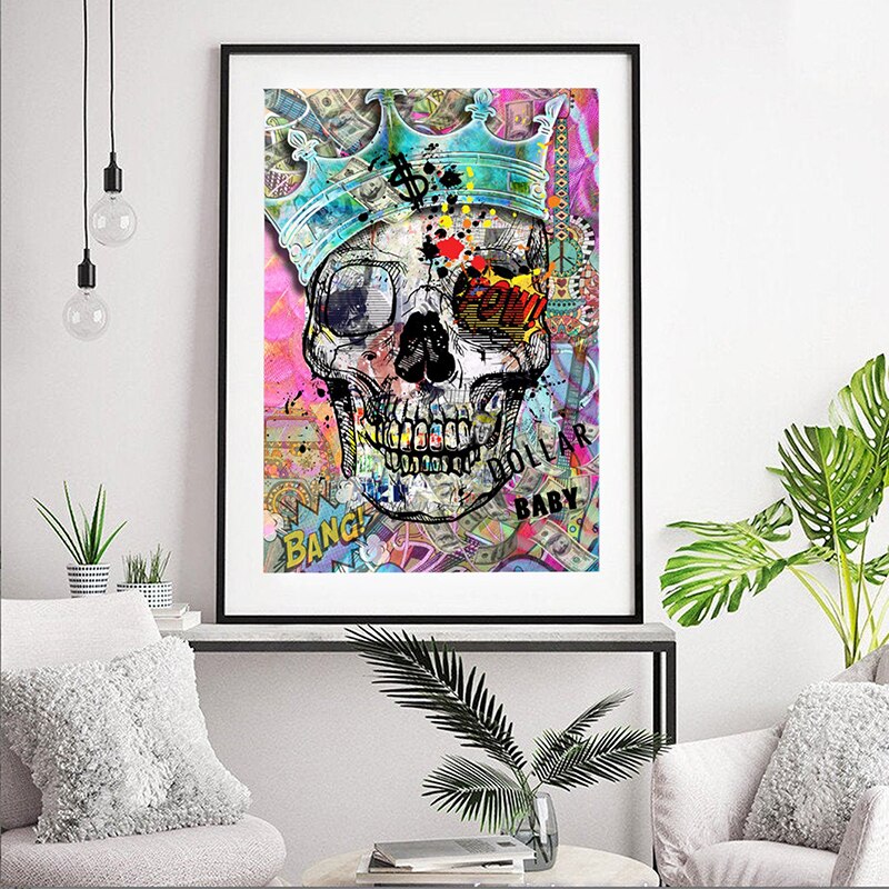 Pop Art Skull Graffiti Canvas Art