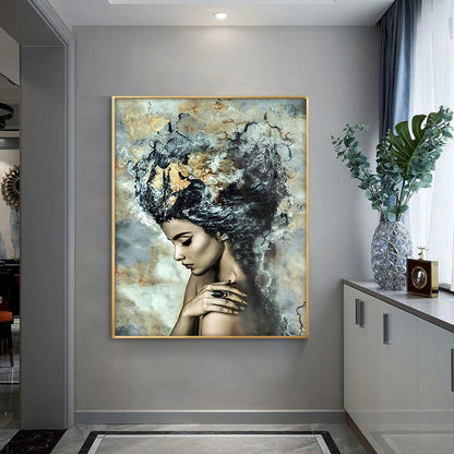 Abstract Marble Girl Painting Canvas Art