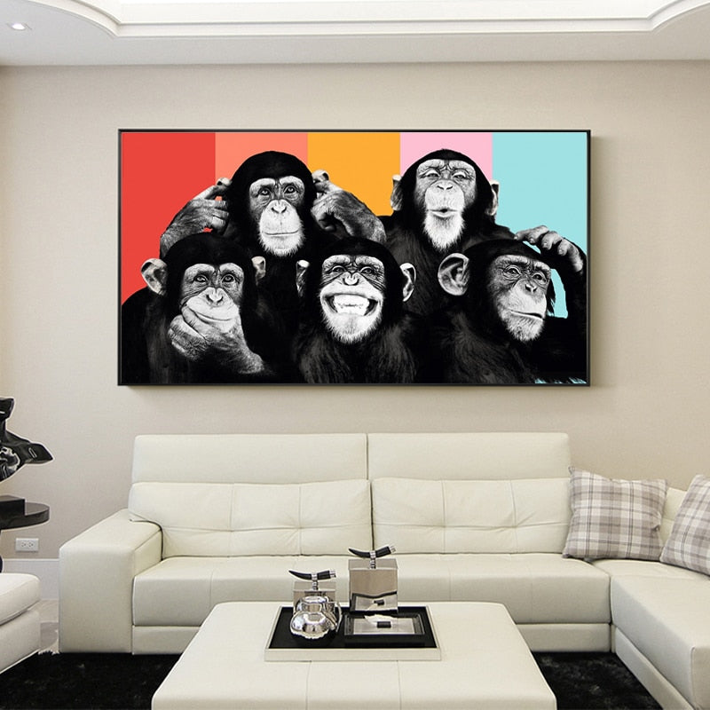 Funny Monkeys Graffiti Canvas Art