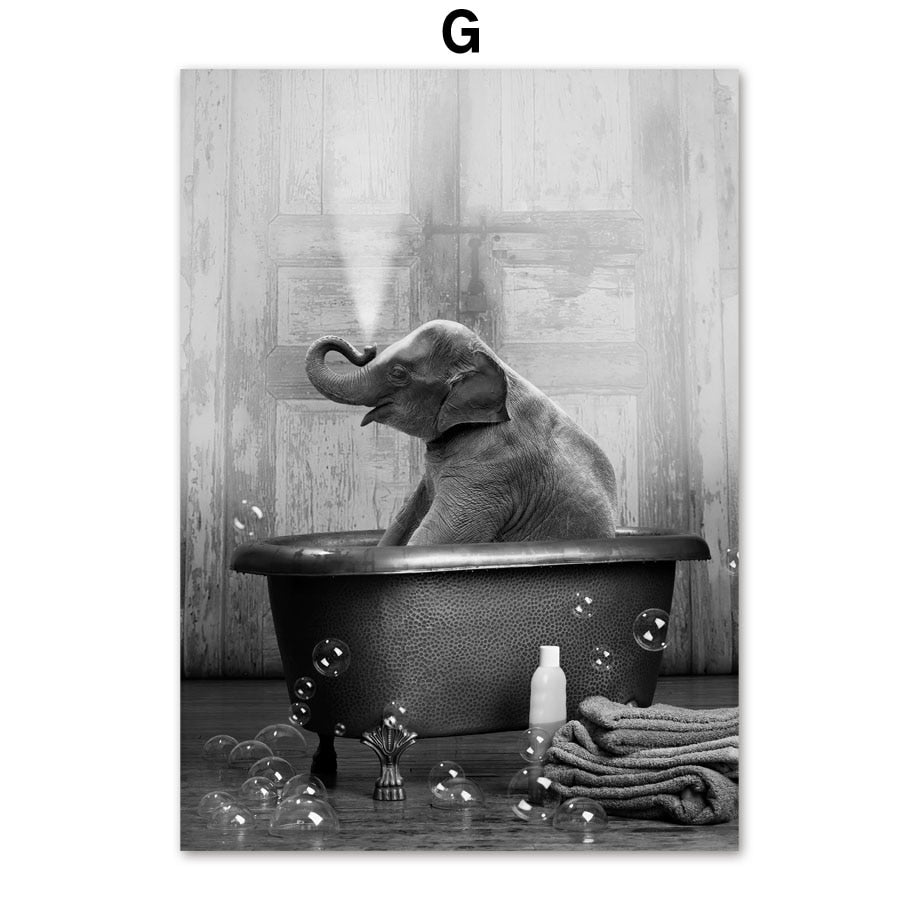 Animals in the Bathtub Canvas Art