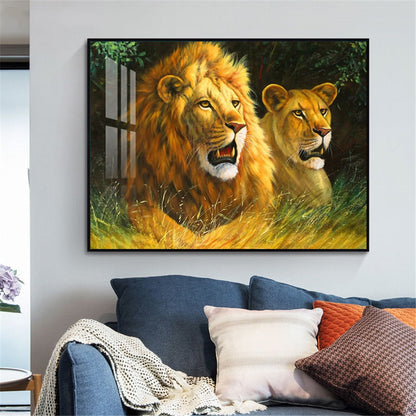 Tiger Lion Wolf Close Up Canvas Art