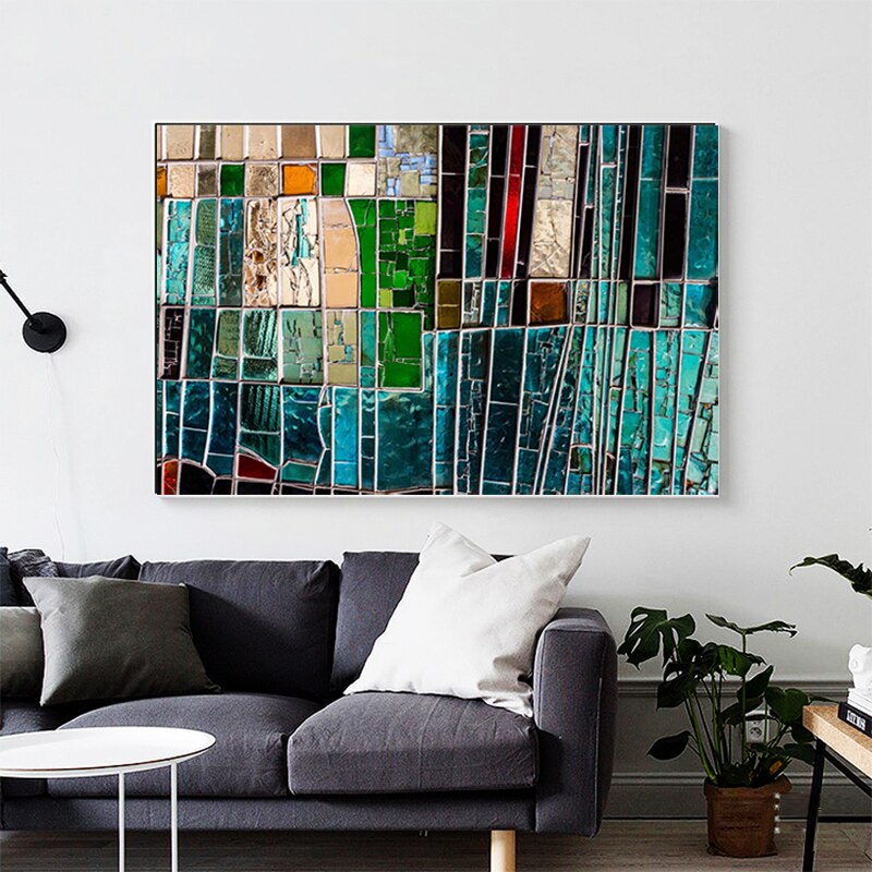 Abstract Mosaic Porcelain Canvas Art