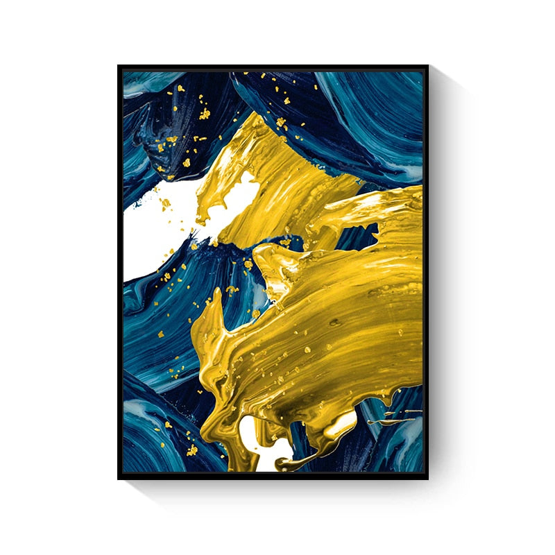 Golden Blue Foil Nordic Canvas Art