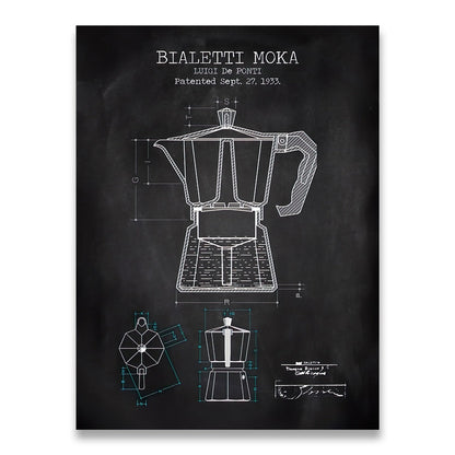 Coffee Pot Patent Blueprint Canvas Art