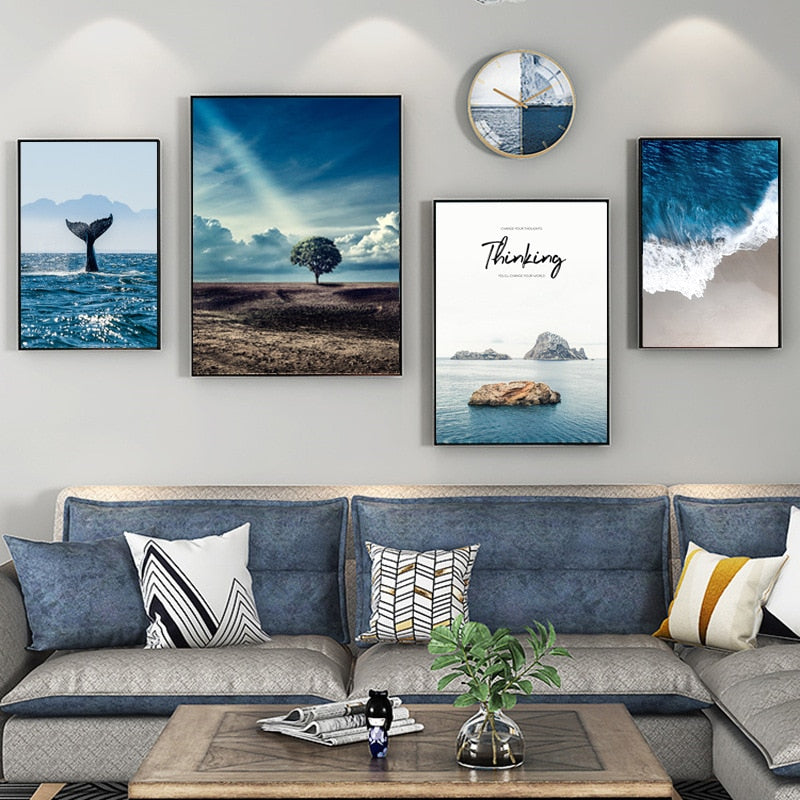 Blue Whale Wave Canvas Art