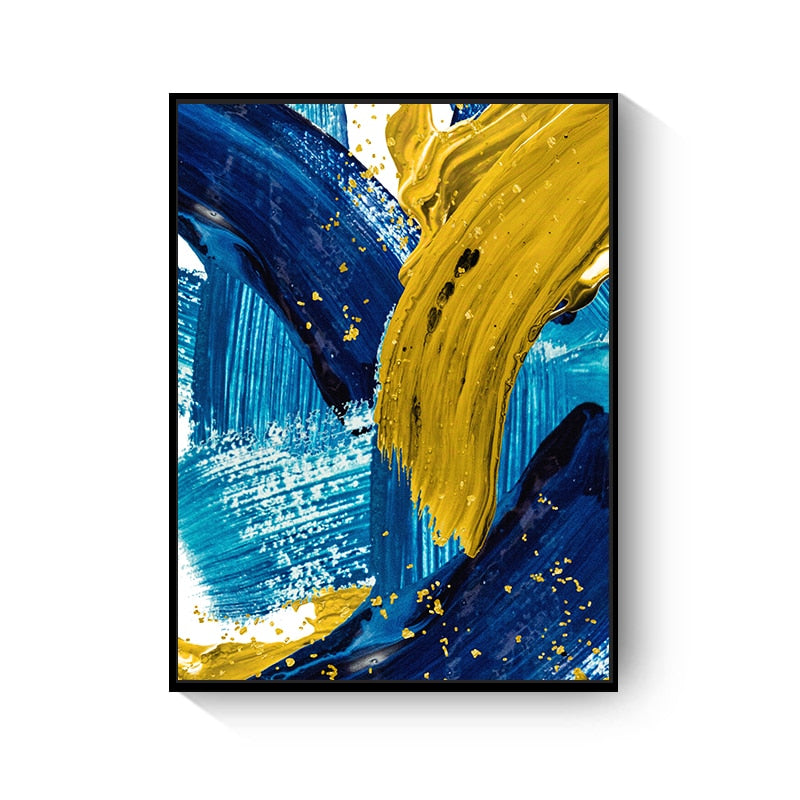 Golden Blue Foil Nordic Canvas Art