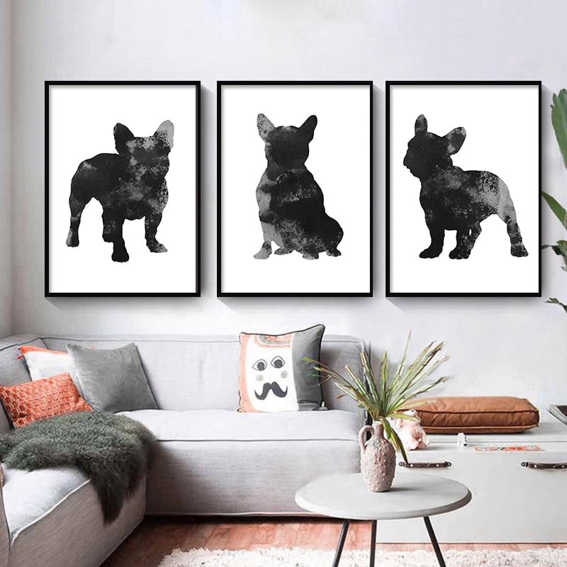 Black and White French Bulldog Canvas Art