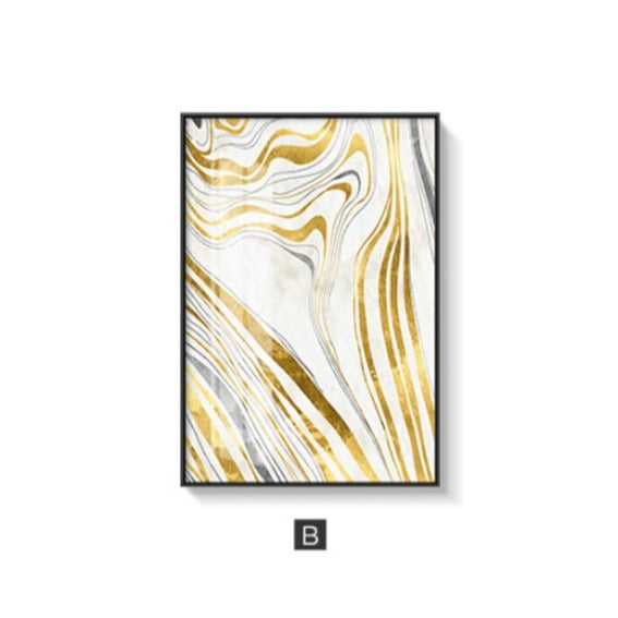 Gold and White Marble Canvas Art