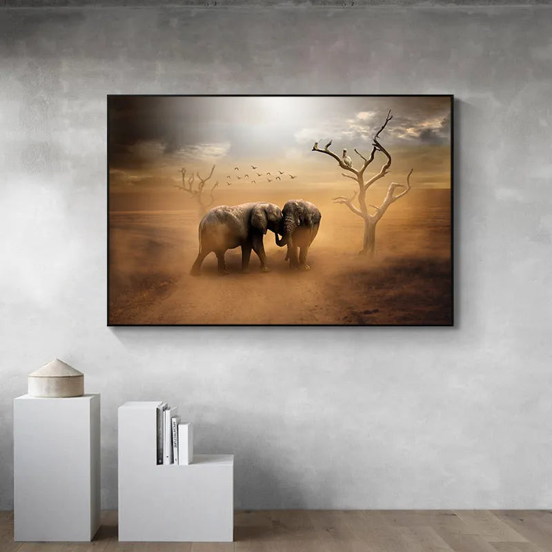 Africa Desert Elephant Canvas Art