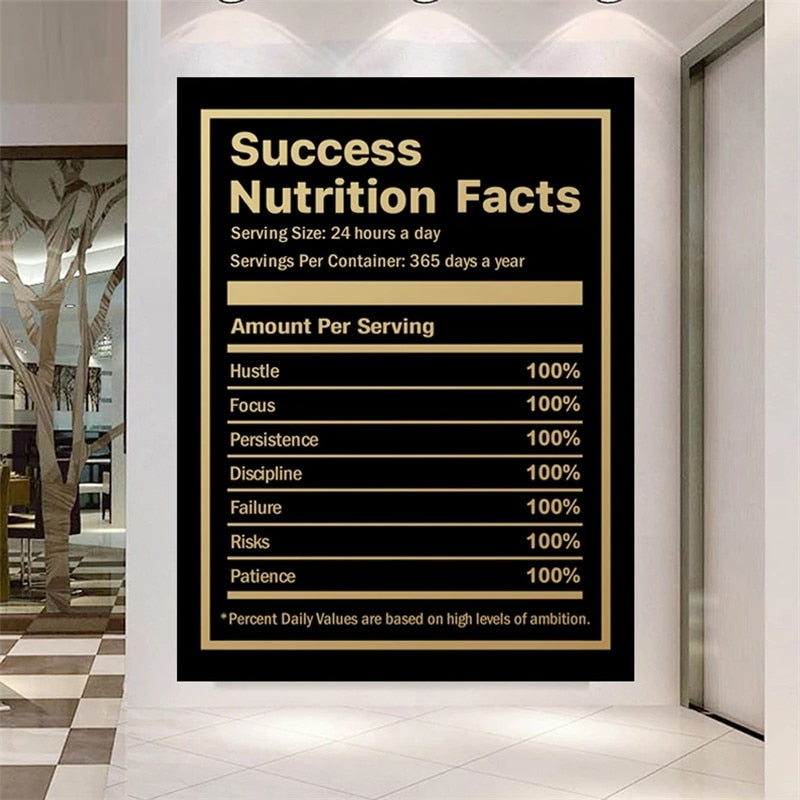 Success Nutrition Facts Living Motivational Canvas Art