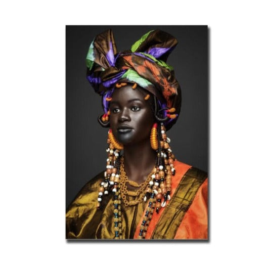 African Woman with Traditional Wear Canvas Art