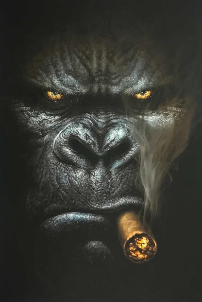 Gorilla Smoking Cigar Canvas Art