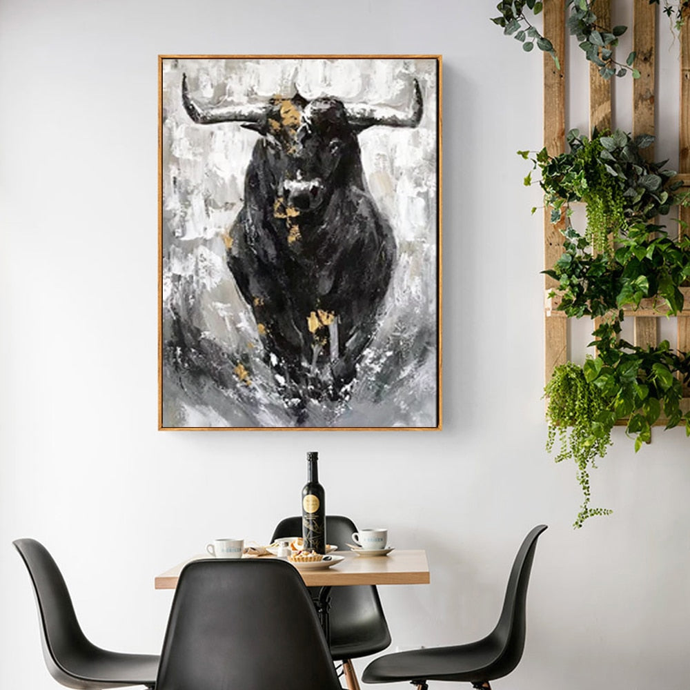 Black Bull Canvas Art