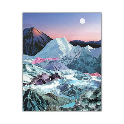 Crescent Moon Mountain Canvas Art