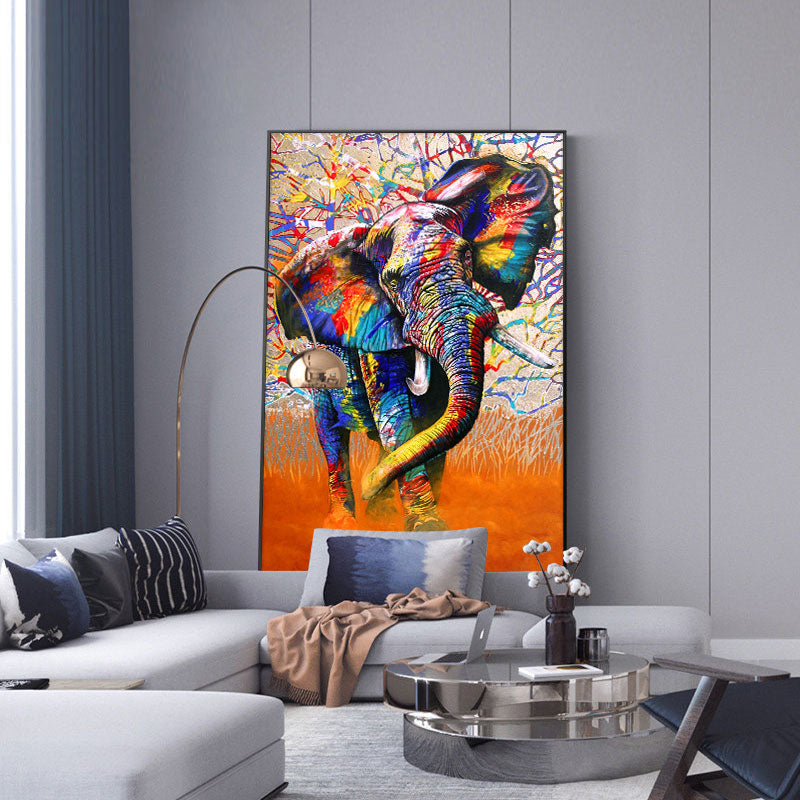 Colorful Elephant Graffiti Canvas Art