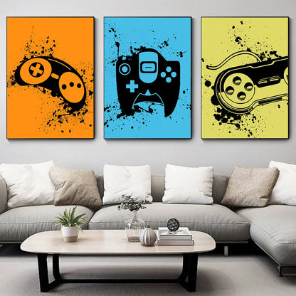 Abstract Black Gamepad Canvas Art