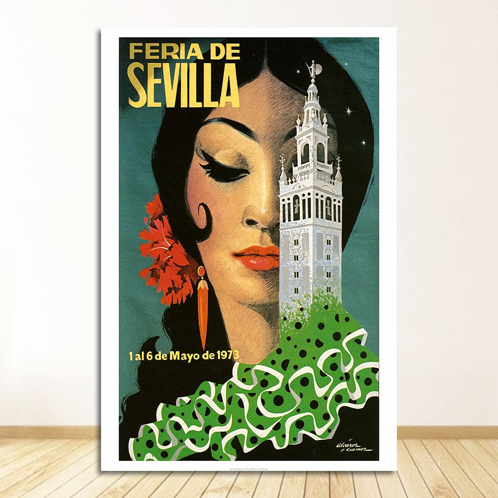 Spain Seville Flower Girl Travel Canvas Painting Art