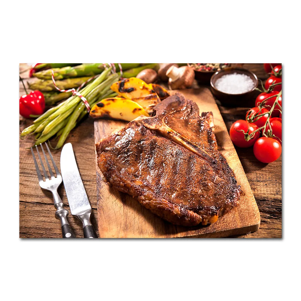 Steak Kitchen Restaurant Wall Art Canvas