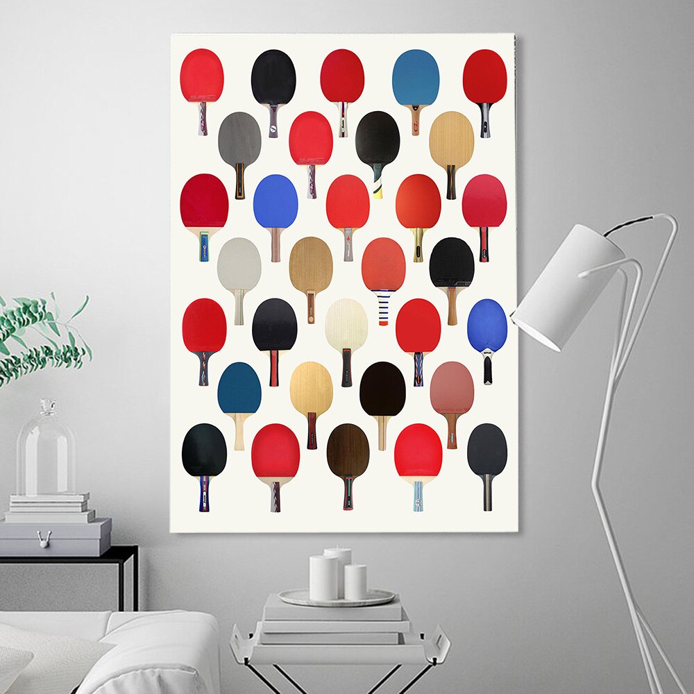 Minimalist Colorful Table Tennis Racket Canvas Art