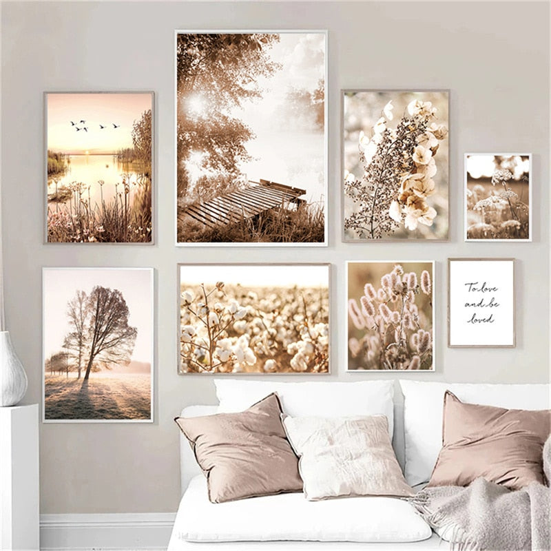 Autumn Sunlight Landscape Canvas Art