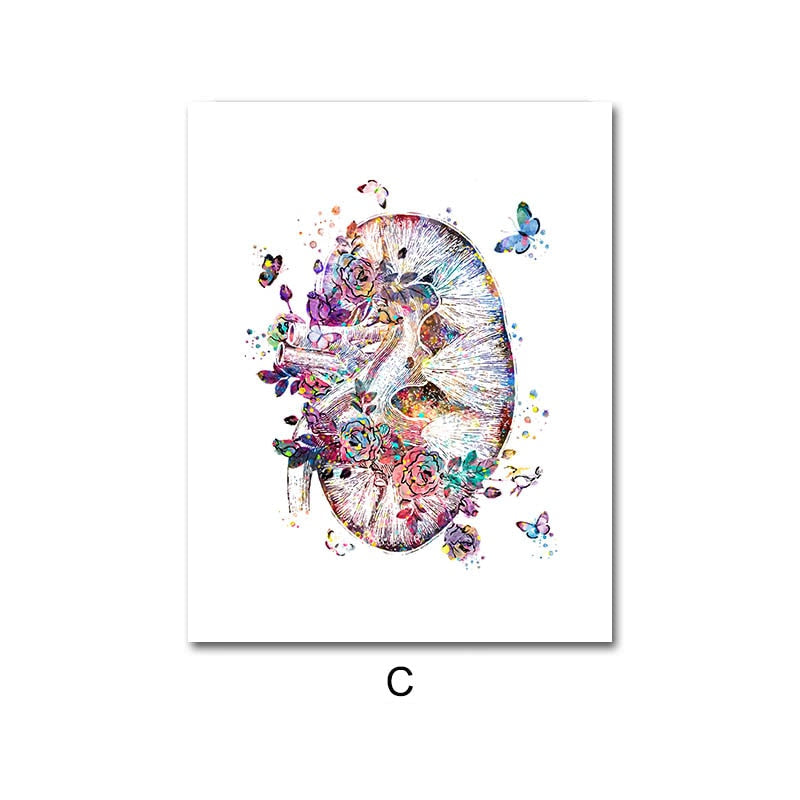 Colorful Flower Human Body Anatomy Canvas Art