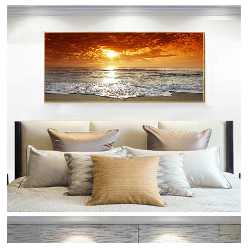 Sky Sea Sunrise Landscape Canvas Art