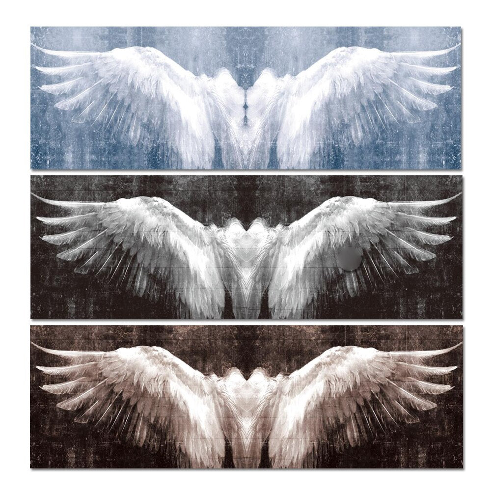 Black And White Angel Wings Wall Art Canvas