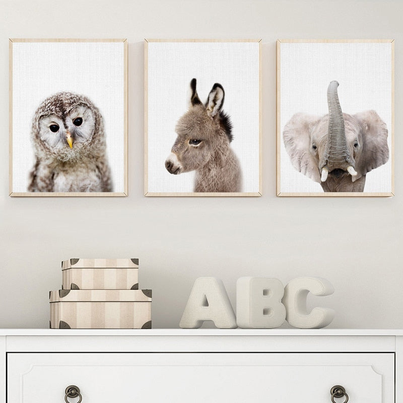 Cute Animals Nursery Canvas Art